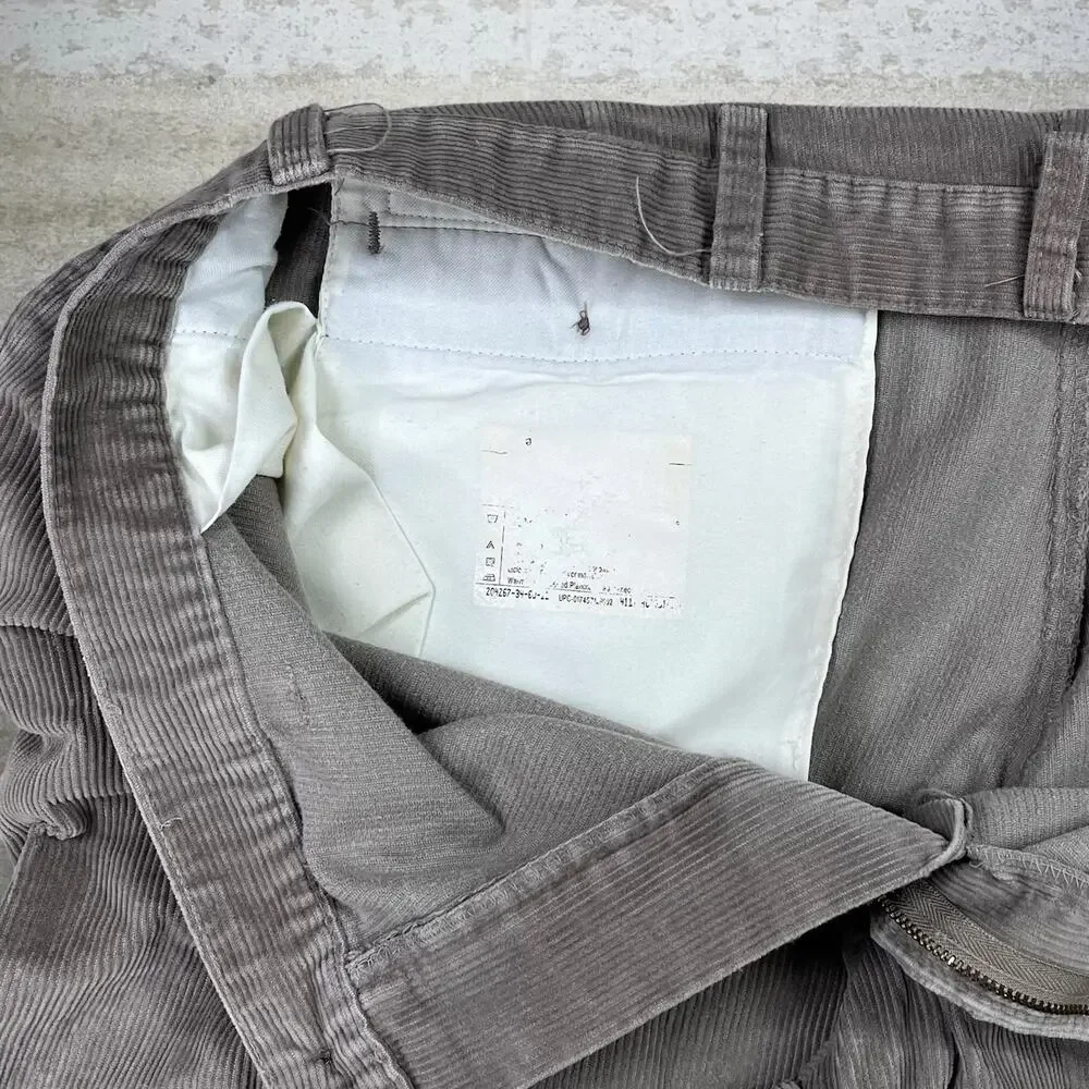 Vintage Y2K Haggar Corduroy Pants 38x30 Baggy Wide Leg Fit Tan Cotton